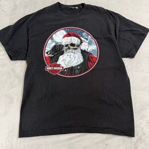 Harley Davidson Santa Skull T Shirt Black Perrysburg OH Graphic Tee 2020 Mens L